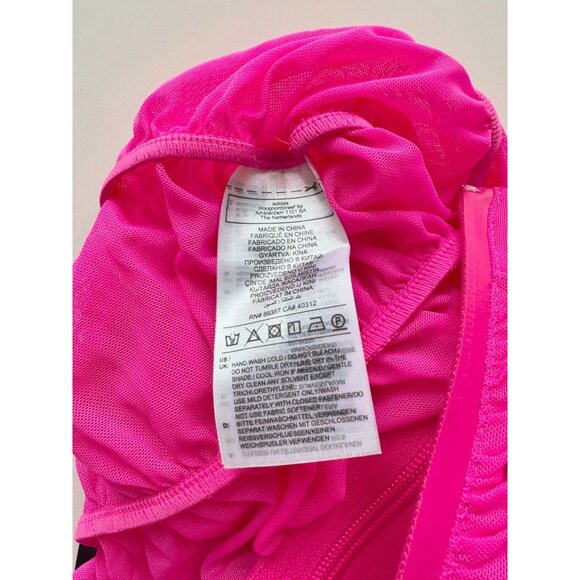 ADIDAS x IVY PARK Hot Pink Sheer Ruched Mesh Long Sleeve Romper, Size M - Picture 13 of 16